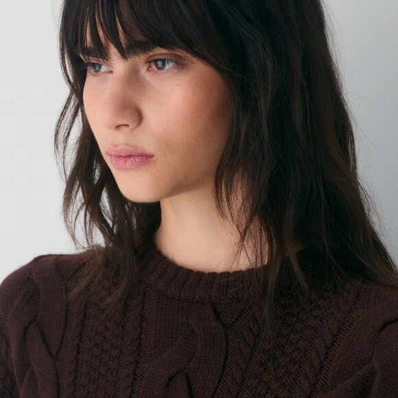 NWT Aritzia Heritage Knit Merino Wool Crew Sweater Rich Mocha Brown 2XS - Picture 4 of 7